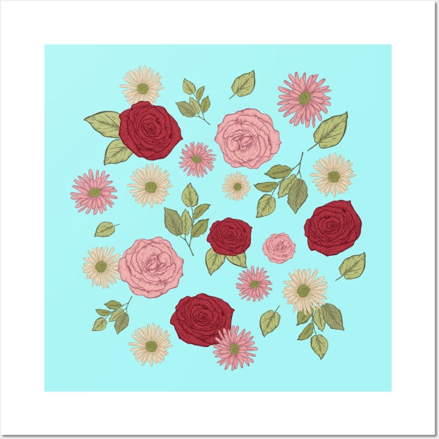 Vintage Roses Pattern Wall Art by SWON Design